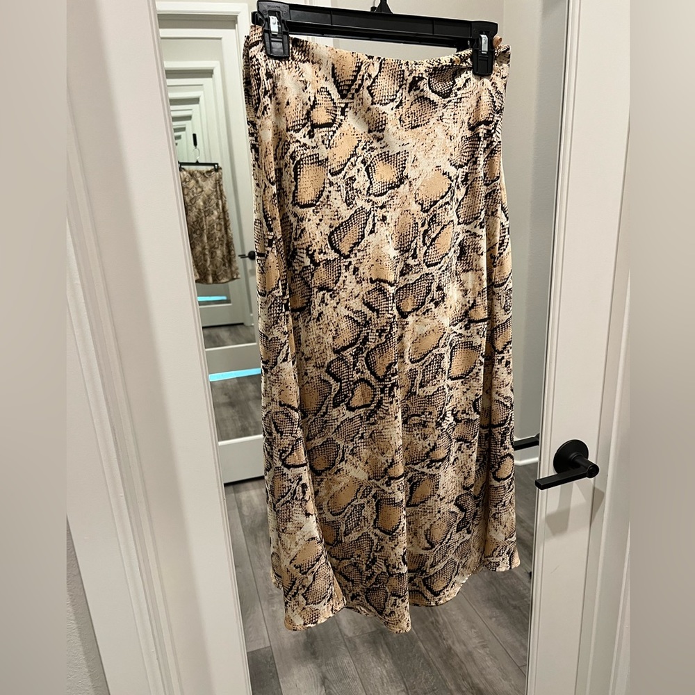Snake print silk skirt